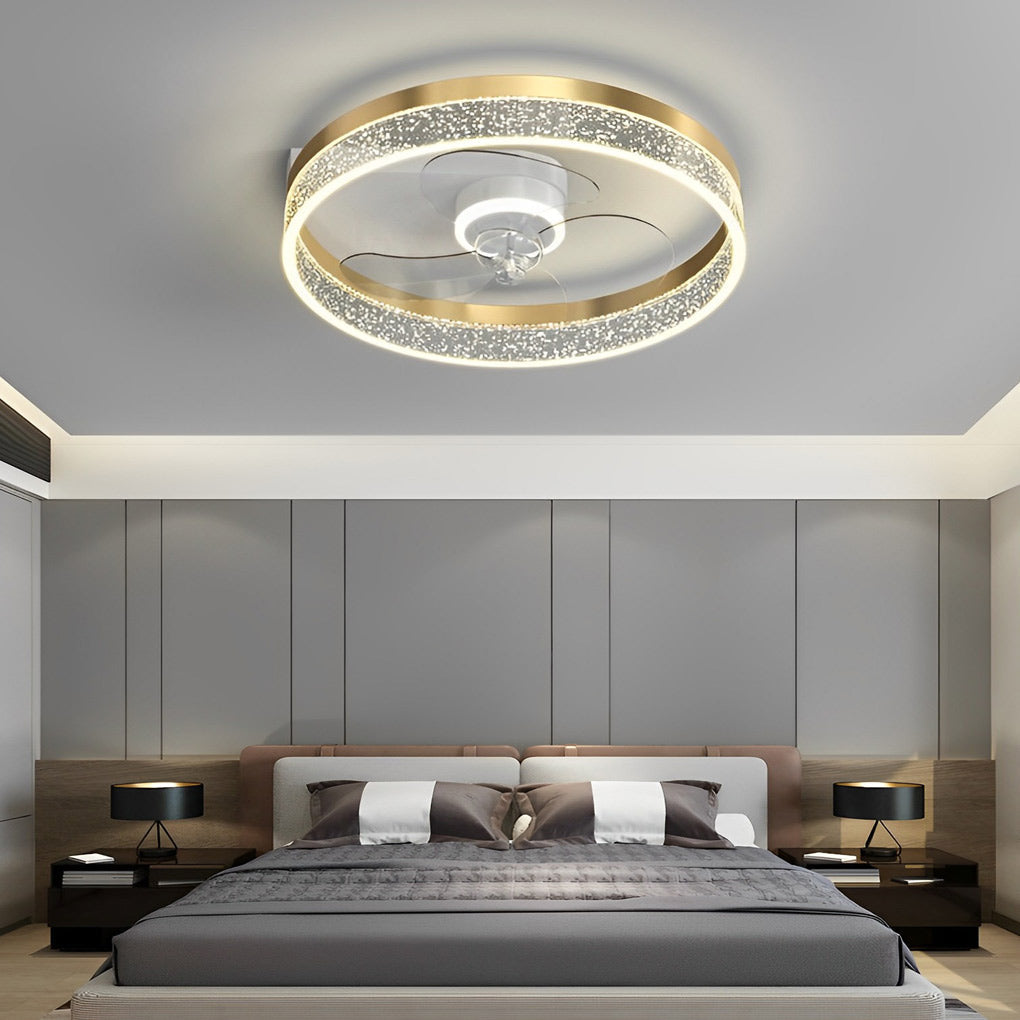 Round Modern Bladeless LED Ceiling Fan Lamp with Remote Control