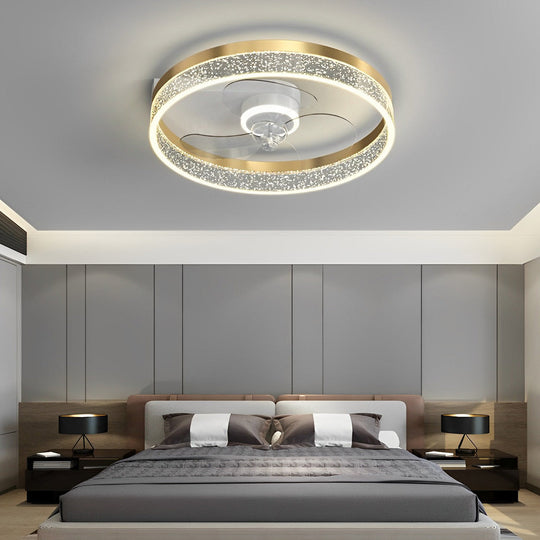 Round Modern Bladeless LED Ceiling Fan Lamp with Remote Control