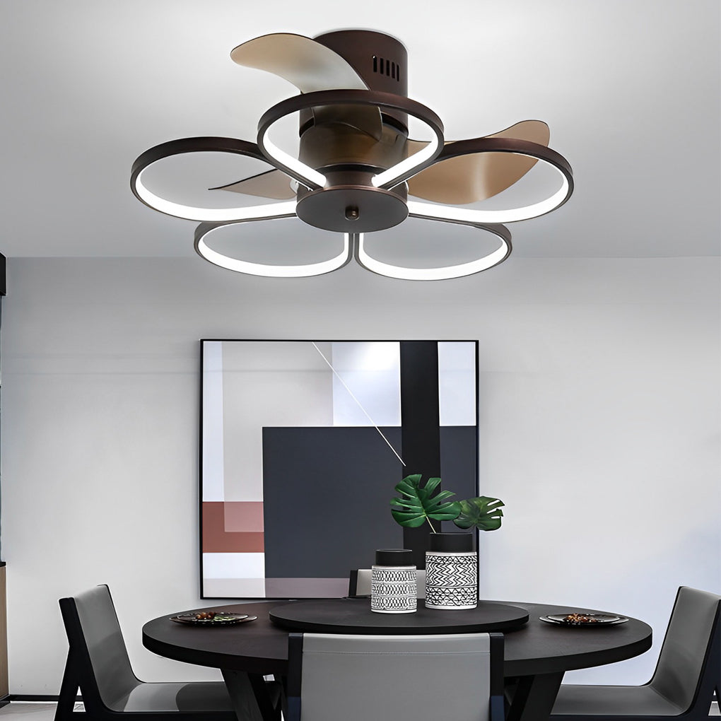 Modern Flower Shaped Bladeless Ceiling Fan with 70W LED and 3-Step Dimming