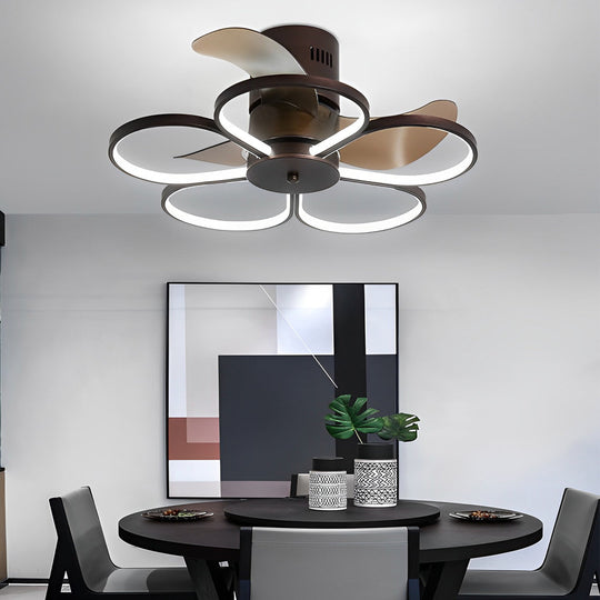 Modern Flower Shaped Bladeless Ceiling Fan with 70W LED and 3-Step Dimming