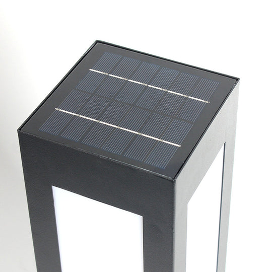 Modern Black Solar Bollard Light LED Waterproof Automatic Outdoor Lamp