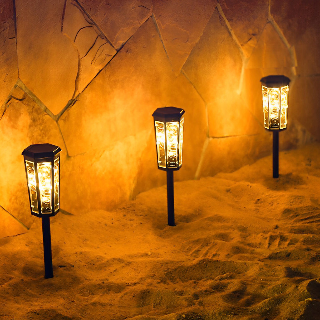 Hexagonal Solar LED Lawn Lights with Motion Sensor