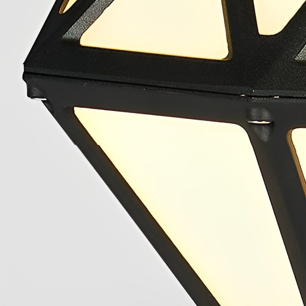 Geometric Diamond-Shaped Black LED Lawn Lamp