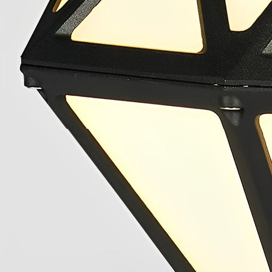 Geometric Diamond-Shaped Black LED Lawn Lamp