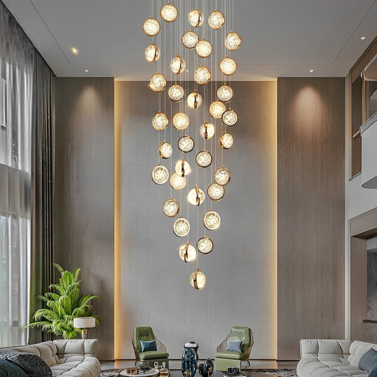 Global Crystal Cluster Adjustable Luxury Staircase Chandelier