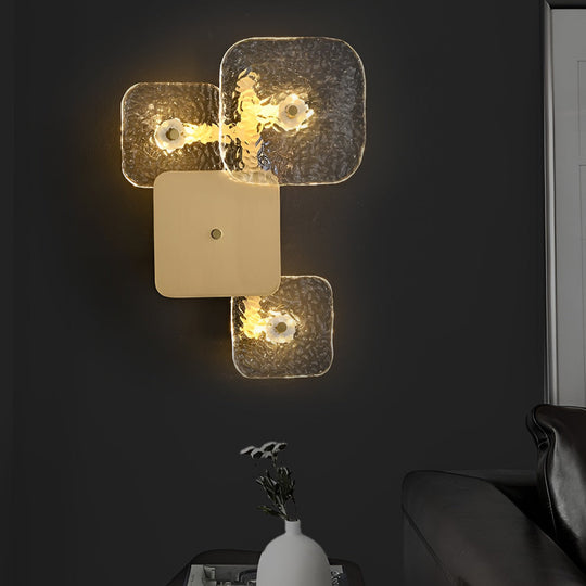 Creative Rounded Square Glass Copper LED Modern Wall Sconce