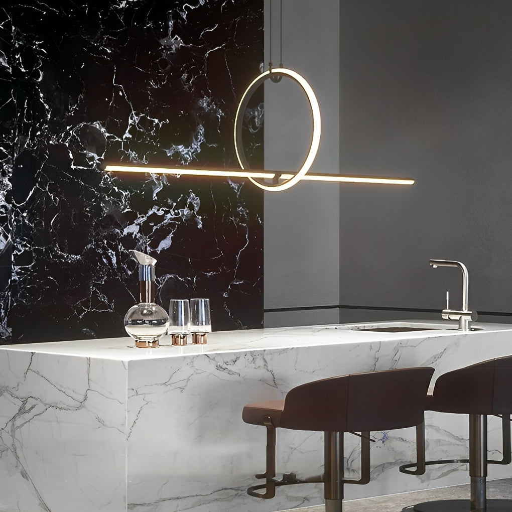 Long Linear Ring Three-Step Dimming Modern Minimalist LED Chandelier