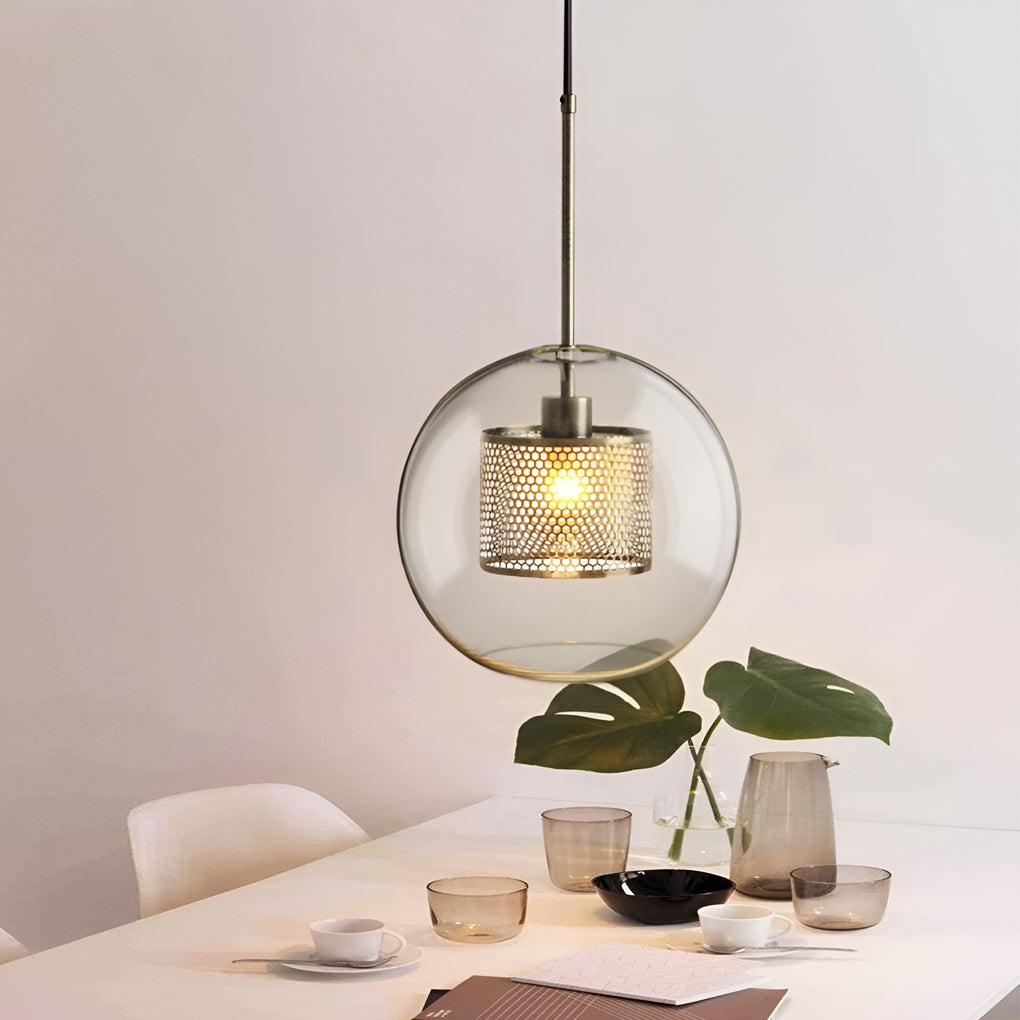 Minimalist Round Glass LED Industrial Pendant Light