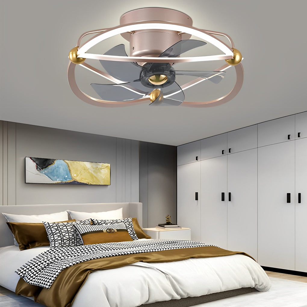 Smart Bladeless Ceiling Fan with Stepless Dimming LED and Remote Control