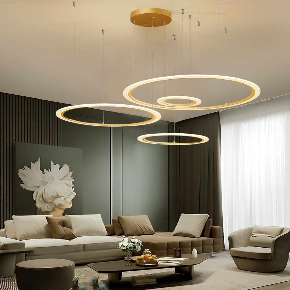 4 Circles Artistic Dimmable LED Modern Pendant Chandelier