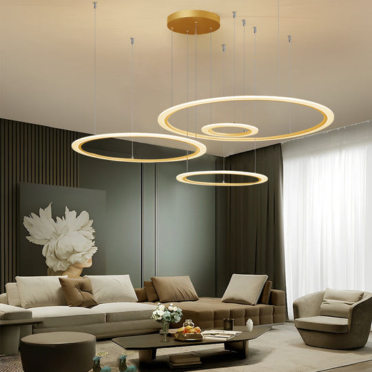 4 Circles Artistic Dimmable LED Modern Pendant Chandelier