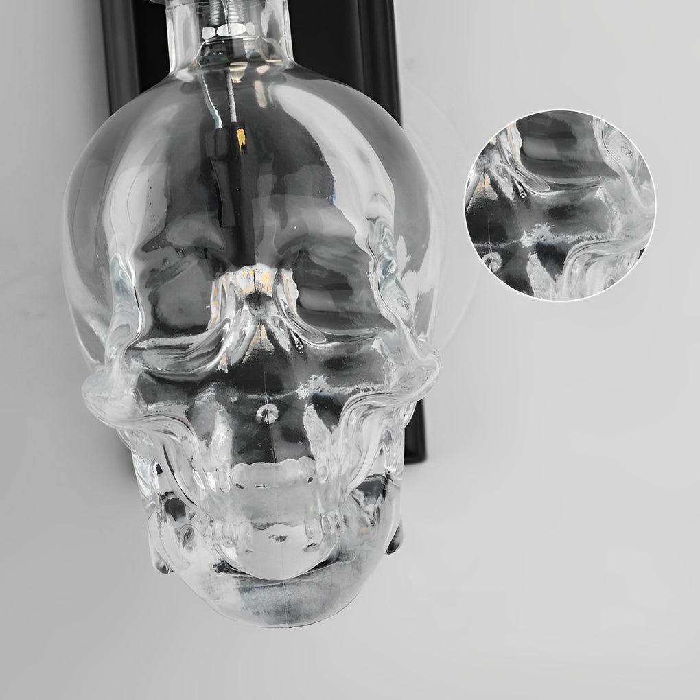 Retro Glass Skull Head LED Decorative Wall Lamp