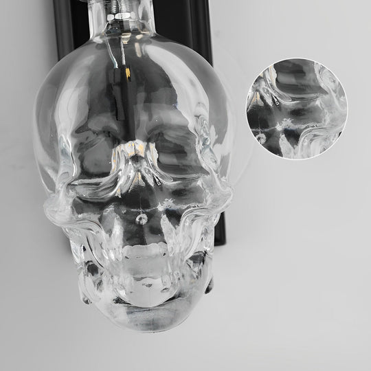 Retro Glass Skull Head LED Decorative Wall Lamp