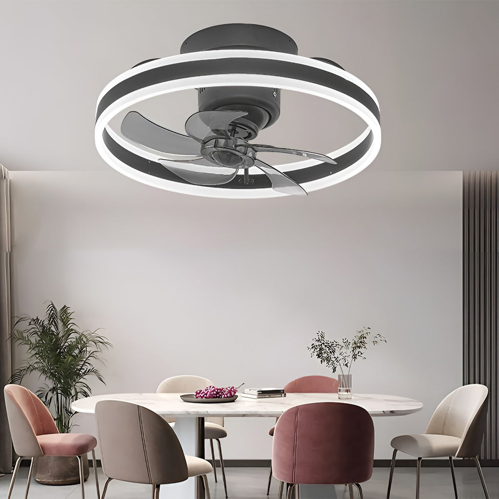 Round Stepless Dimming 360° Rotating LED Ceiling Fan Light