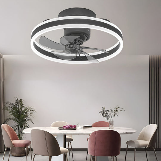 Round Stepless Dimming 360° Rotating LED Ceiling Fan Light