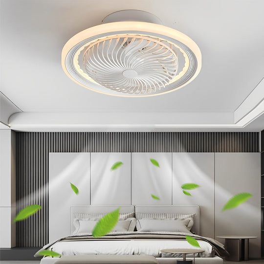 Round Bladeless Ceiling Fan with 3-Step Dimmable LED and Silent Airflow