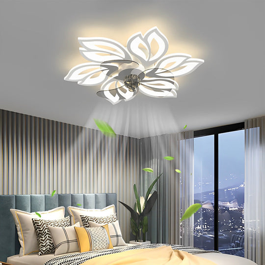 Flower Smart Stepless Dimming LED Modern Ceiling Fan Light