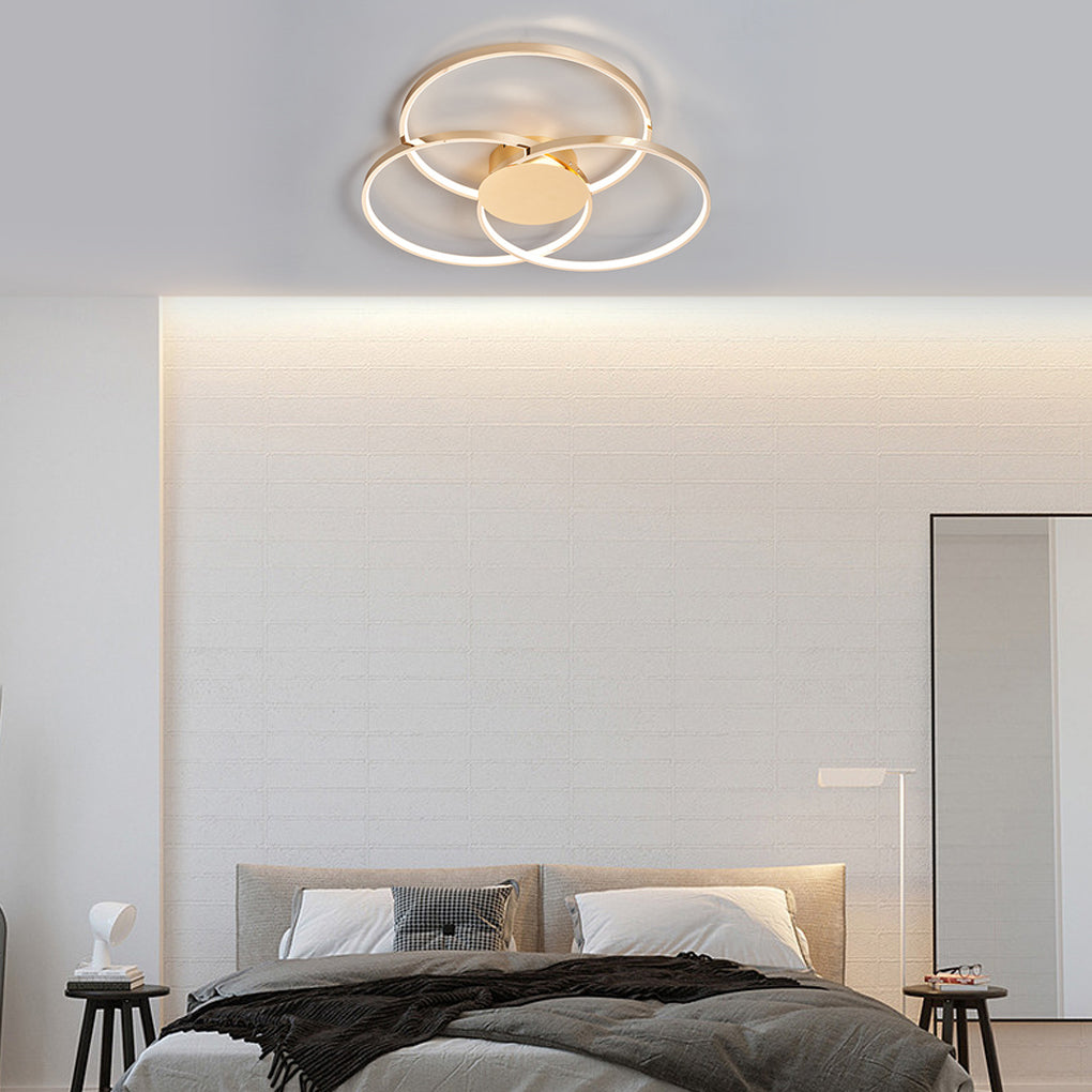 Three Rings Stepless Dimming Electroplated Metal Nordic Ceiling Light