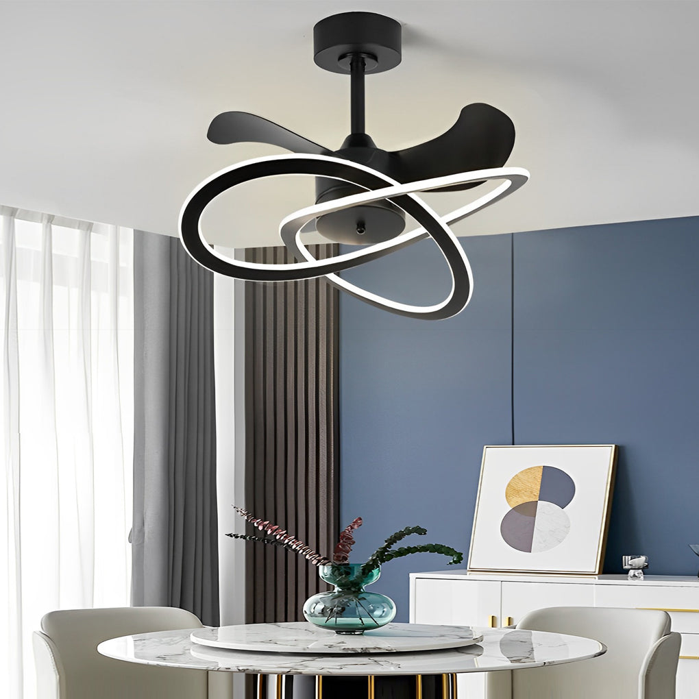 Waves Flower LED Bladeless Ceiling Fan Light with Timer