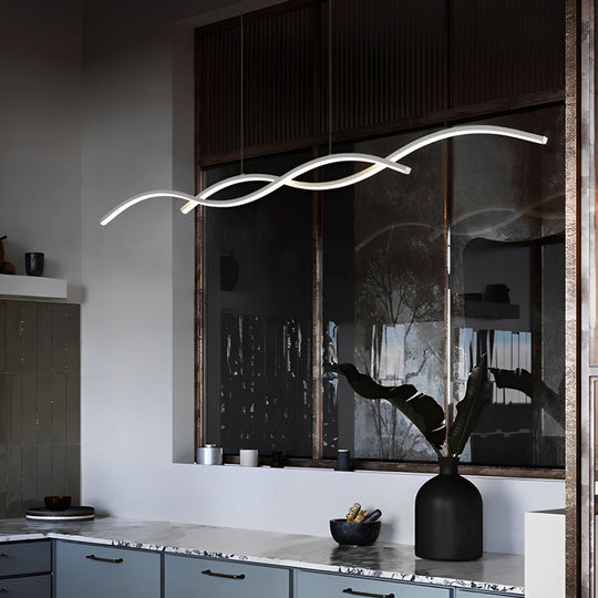 Wavy Lines Minimalist LED Nordic Dining Room Chandelier Hanging Lamp