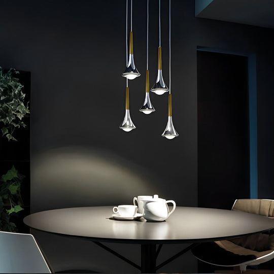 Water Drop – 1-Light Metal LED Nordic Staircase Pendant Light