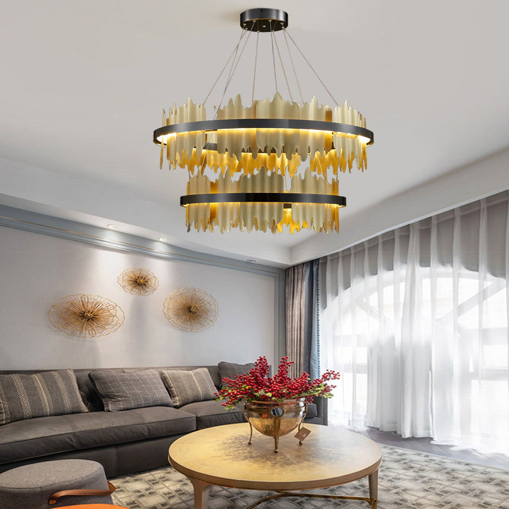 Creative Metal Circular Stepless Dimming LED Post Modern Chandelier
