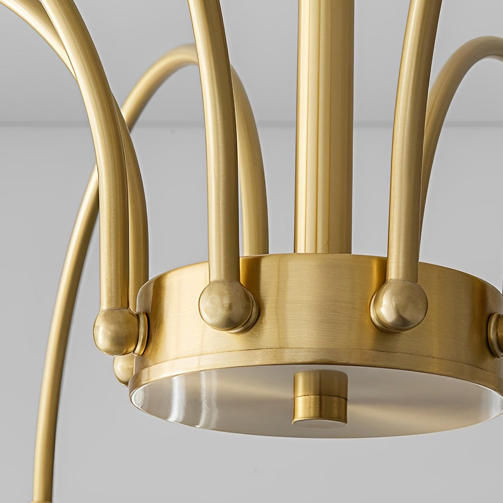 Crystal Shade Copper Curved Arms Luxury Post Modern Chandelier