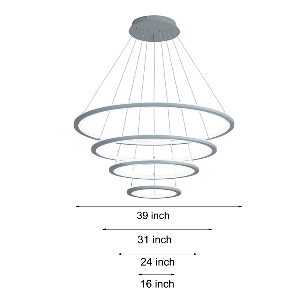 4-Rings LED Mid-Century Modern Chandelier with Remote Control