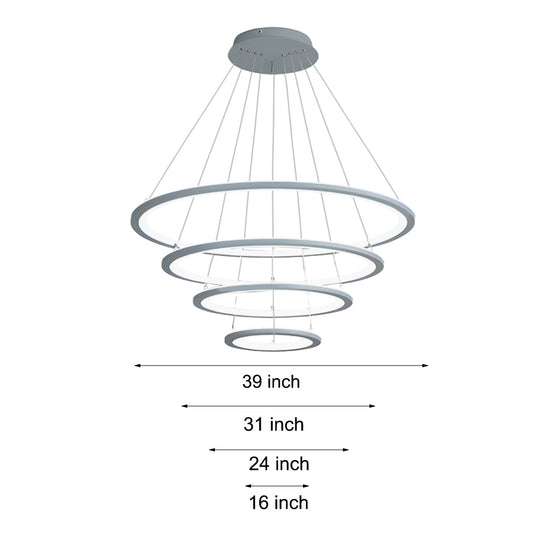 4-Rings LED Mid-Century Modern Chandelier with Remote Control