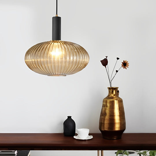 Glass Lantern Shaped Striped Creative LED Nordic Chandelier Pendant Light