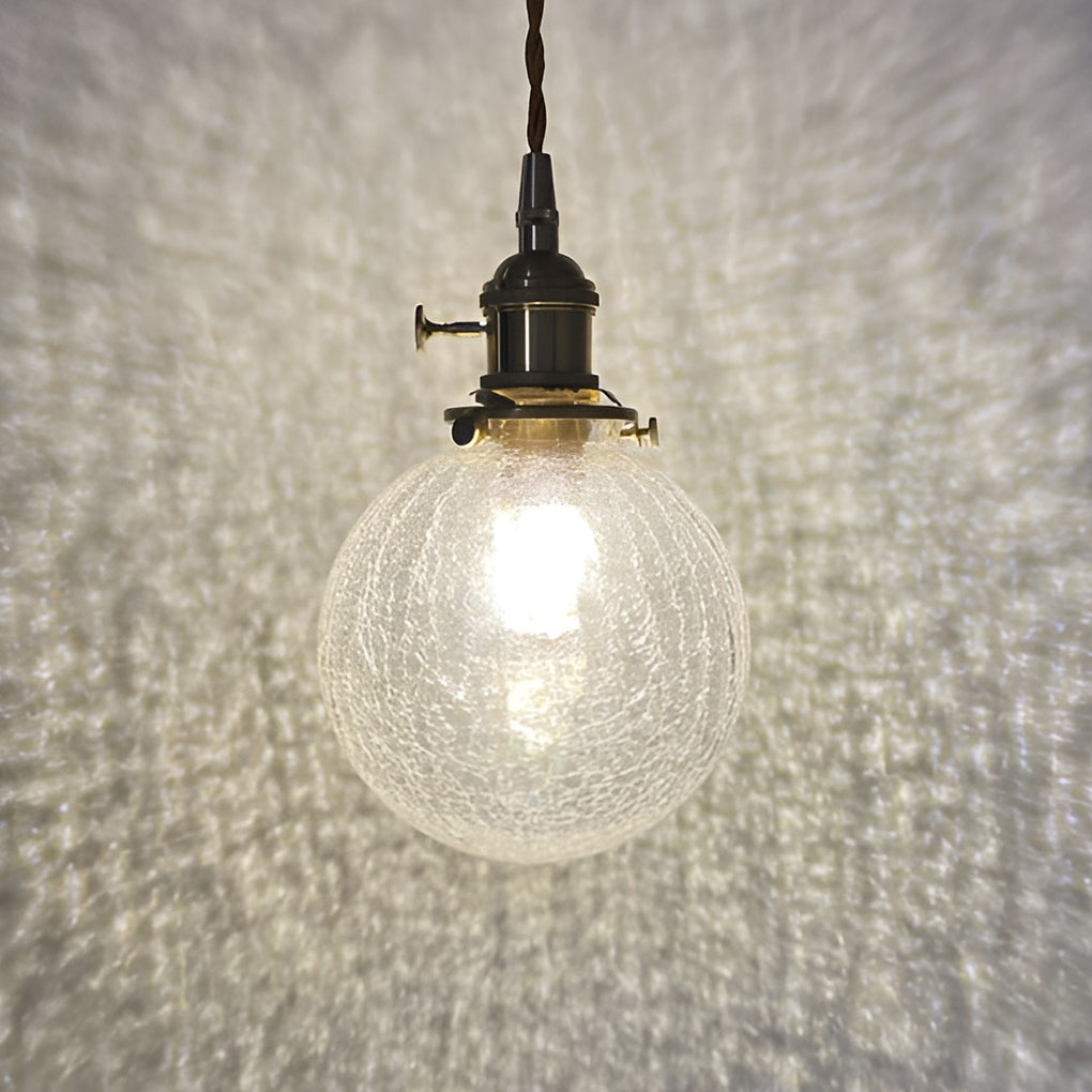 Spherical Glass Cracked Pattern LED Nordic Island Light Hanging Ceiling Lamp