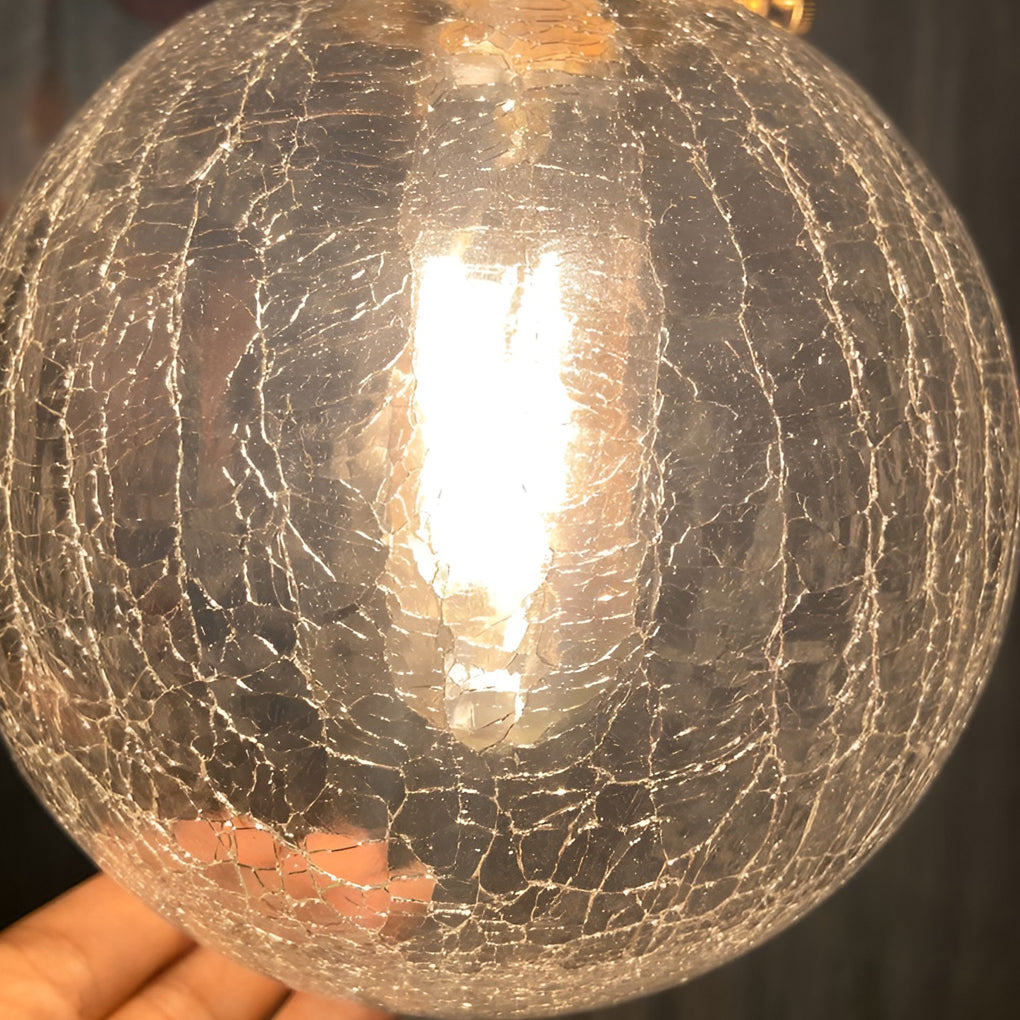 Spherical Glass Cracked Pattern LED Nordic Island Light Hanging Ceiling Lamp