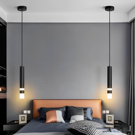 Personality Minimalist LED Black Nordic Pendant Light for Kitchen Island