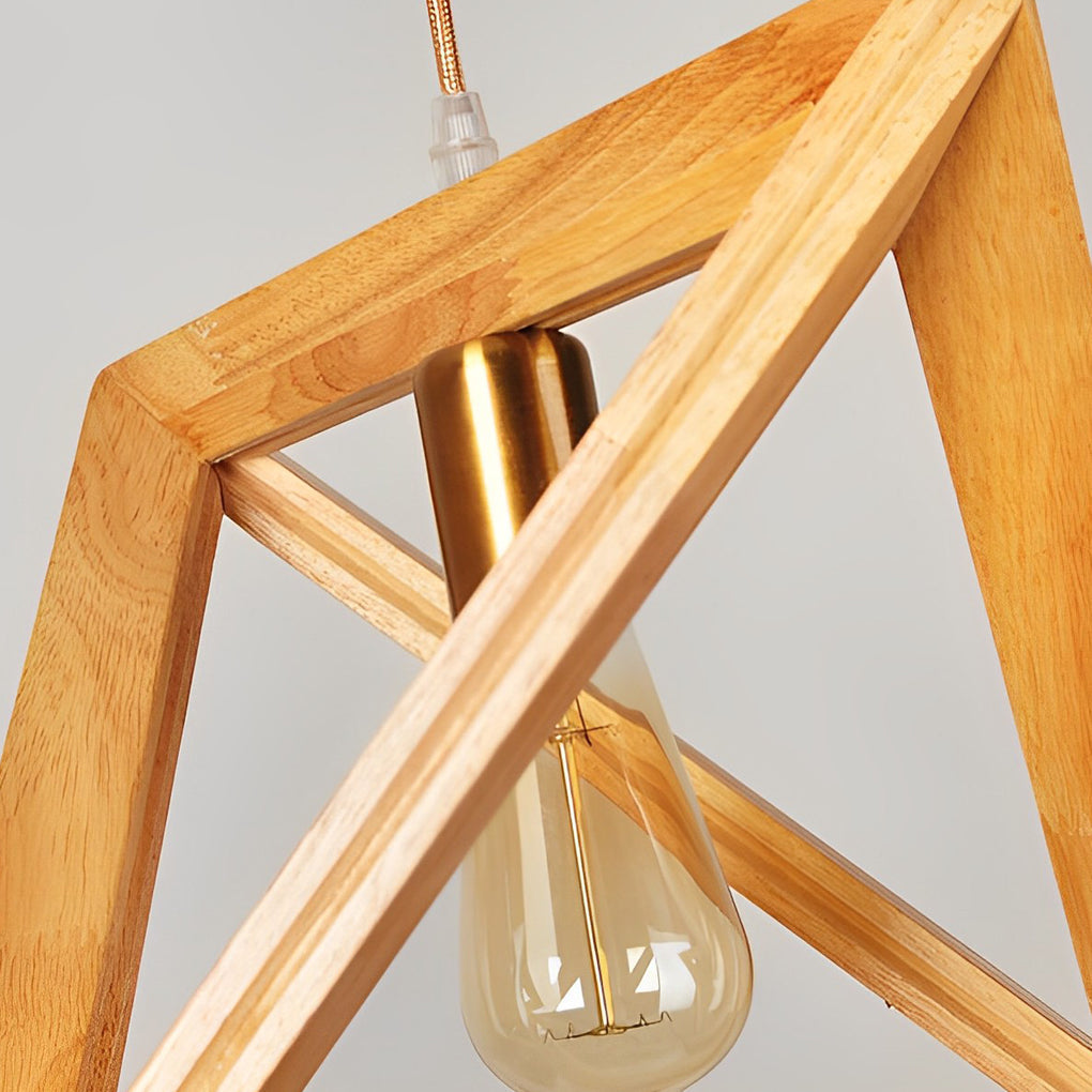 Creative Wood Frame Geometric Art Minimalist Nordic Pendant Light