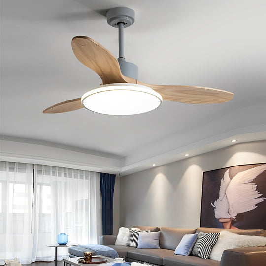 Wooden Nordic LED Ceiling Fan Light with Remote Control