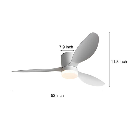 52 Inch Modern 3-Blade Ceiling Fan with 3-Step Dimmable LED and Remote Control