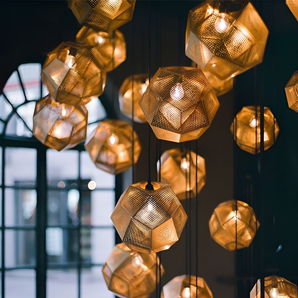 Geometric Round – Electroplated Metal Postmodern Pendant Light Chandelier
