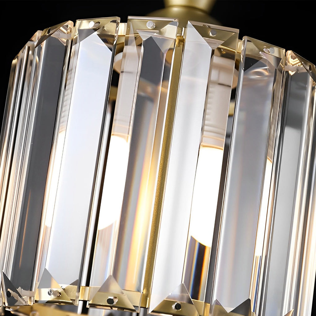 Round Square Metal Crystal Three Step Dimming Modern Pendant Light