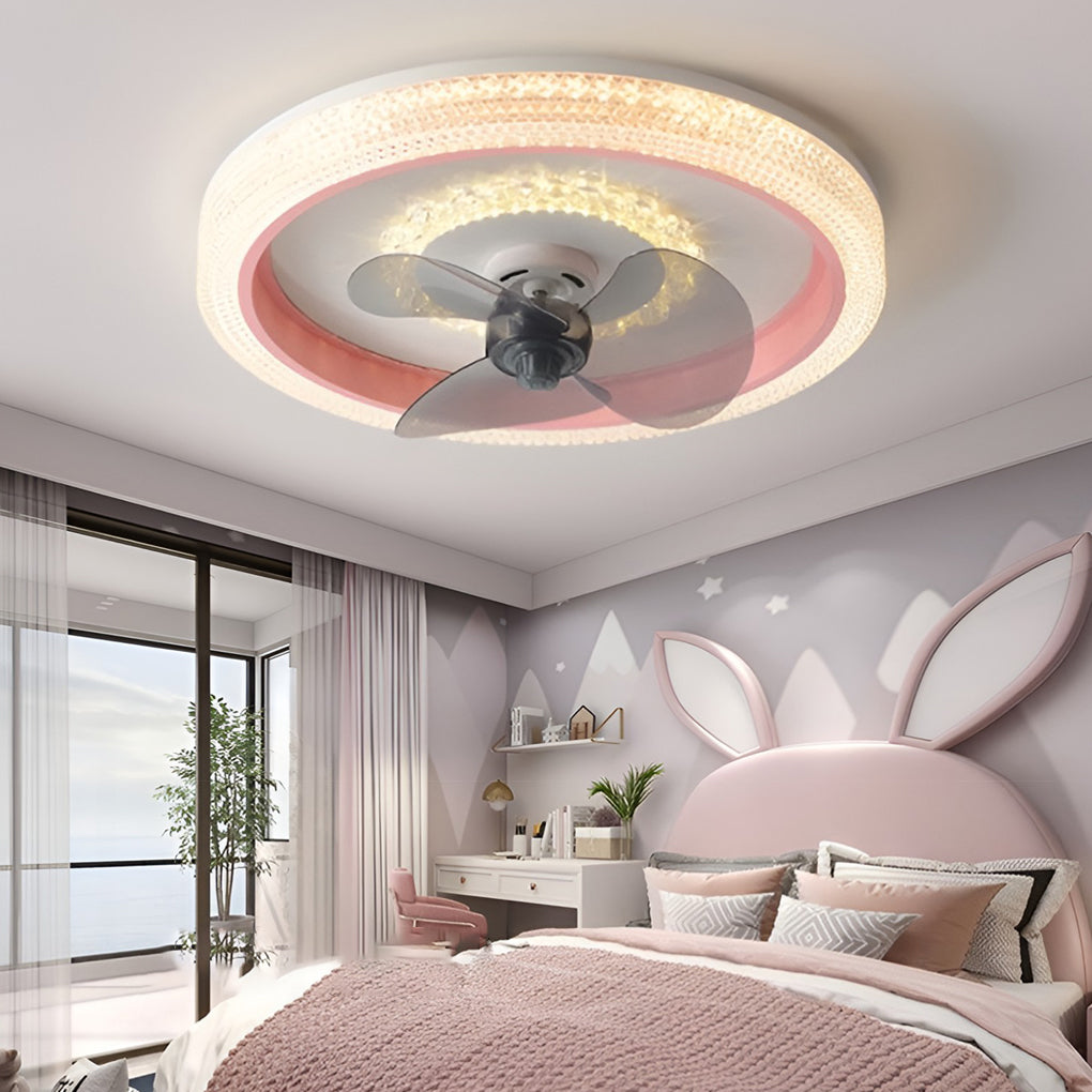 Round 360° Rotatable Stepless Dimming LED Ceiling Fan Light