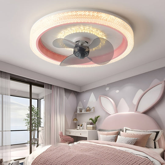 Round 360° Rotatable Stepless Dimming LED Ceiling Fan Light
