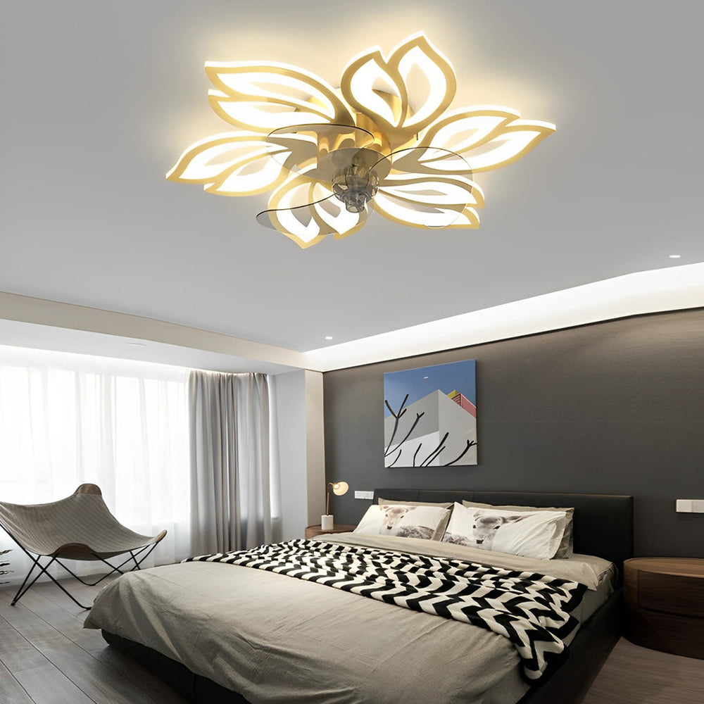 Flower Smart Stepless Dimming LED Modern Ceiling Fan Light
