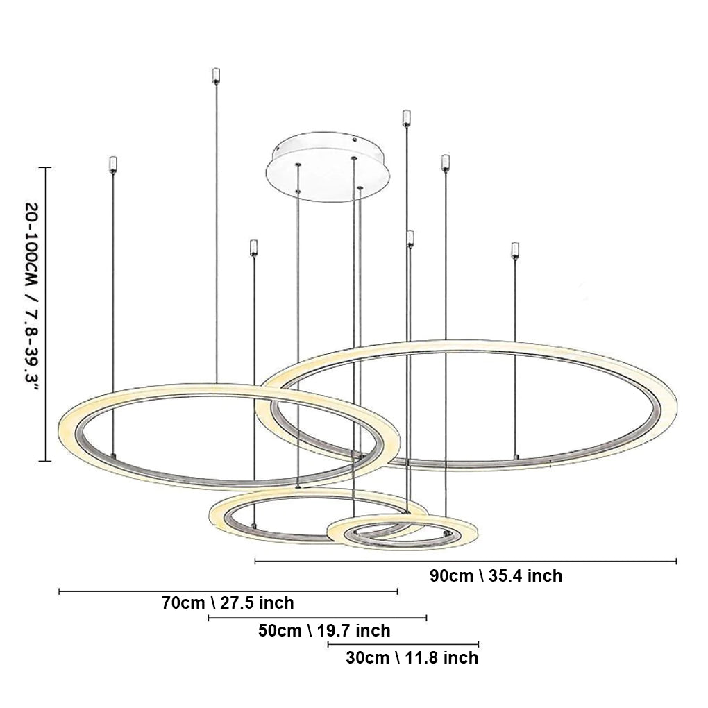 4 Circles Artistic Dimmable LED Modern Pendant Chandelier