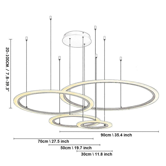 4 Circles Artistic Dimmable LED Modern Pendant Chandelier