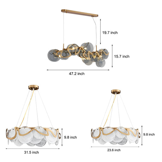 Round Glass Creative Art Iron LED Nordic Chandelier Pendant Light