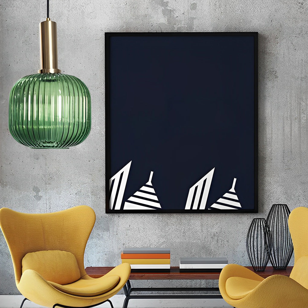 Glass Lantern Shaped Striped Creative LED Nordic Chandelier Pendant Light