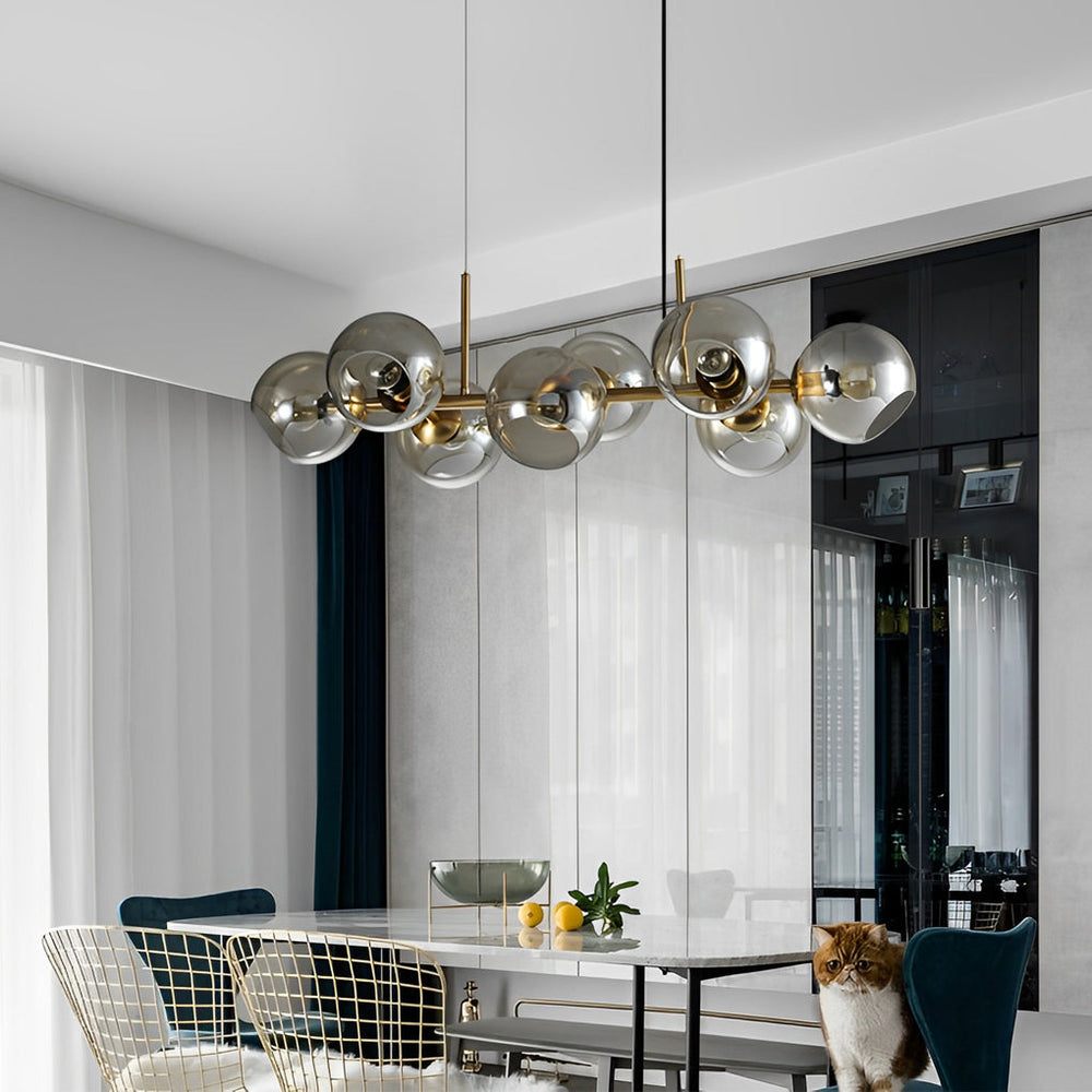 8 Lights Glass Shade LED Postmodern Chandelier Dining Room Light Fixture