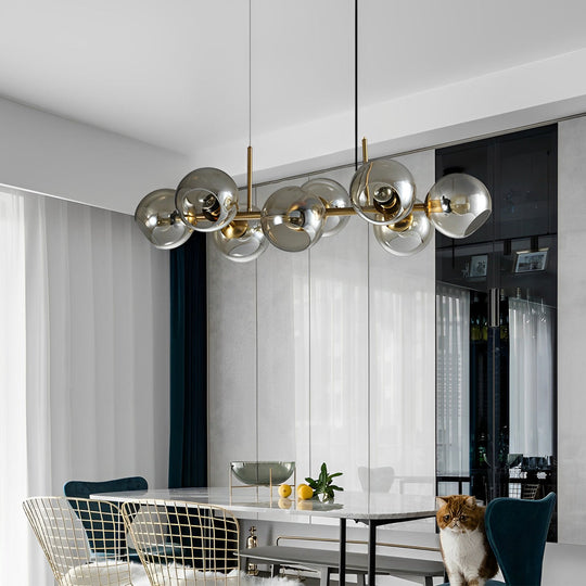 8 Lights Glass Shade LED Postmodern Chandelier Dining Room Light Fixture