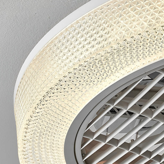 Bladeless Round Ceiling Fan with Dimmable LED and Warm Air for All Seasons