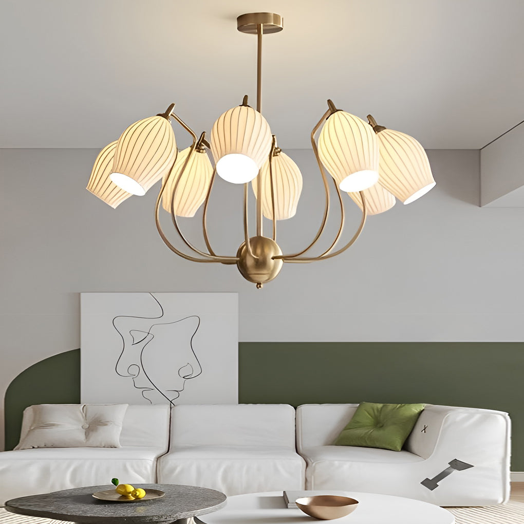 4 Lights Ceramic Flower-Shaped Warm Light Modern Ceiling Light