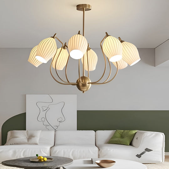 4 Lights Ceramic Flower-Shaped Warm Light Modern Ceiling Light